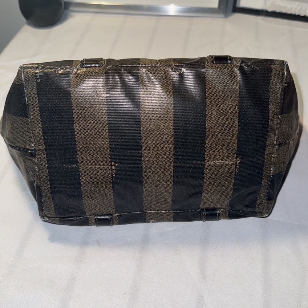 SOLD- Fendi, Pequin Stripes PVC Handbag Tote 14in  x 7.5in x 6in - Picture 5 of 10